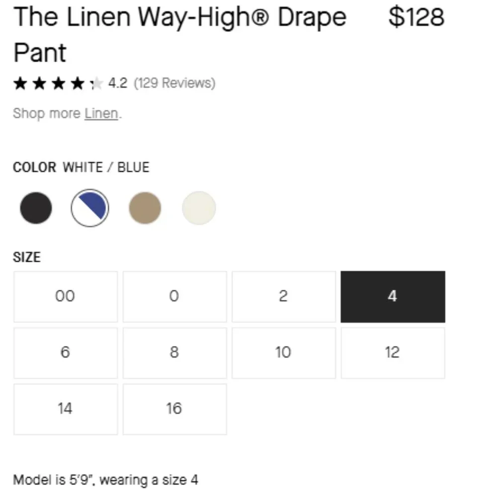 ✅ Everlane The Linen Way-High Drape Pant, White/Blue (4)